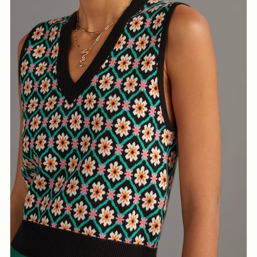 Anthropologie Maeve Vera Jacquard Sweater Vest